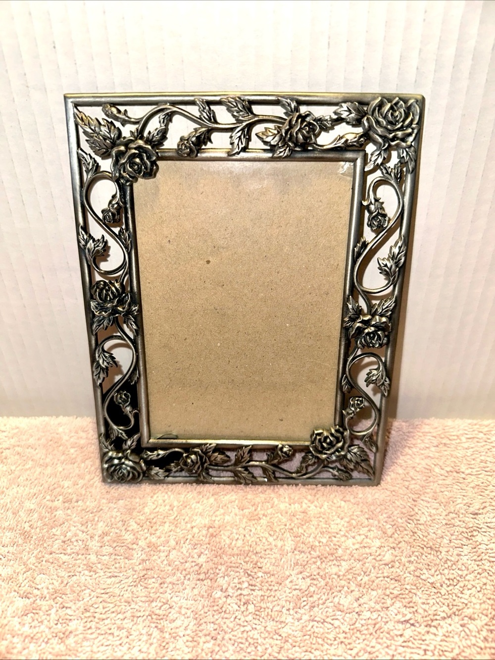Ornate Floral Metal Picture Frame - Silver Rose decor